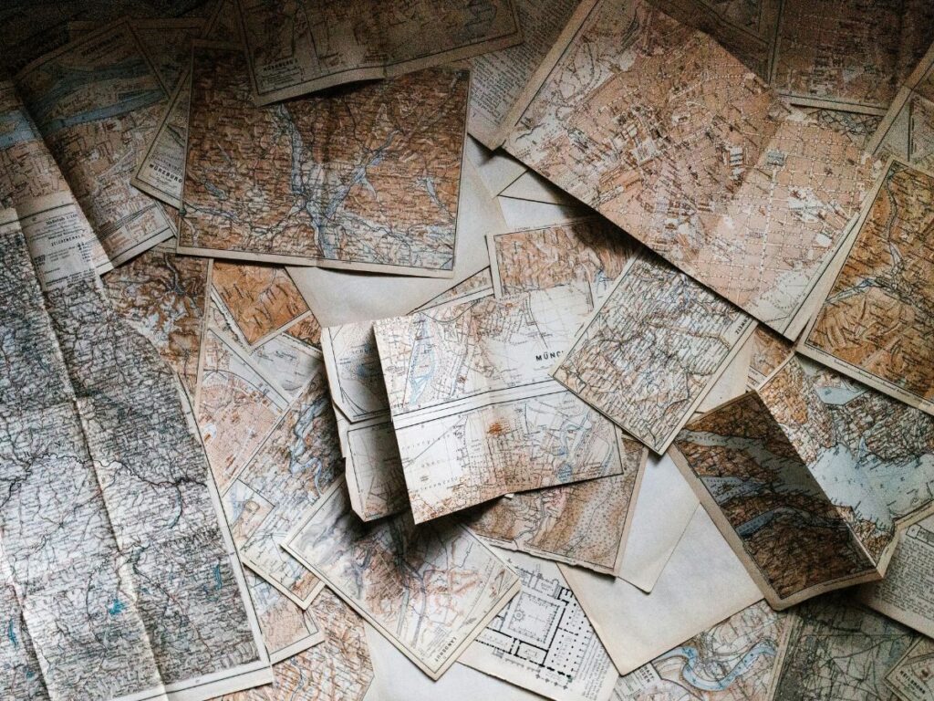 assorted map pieces