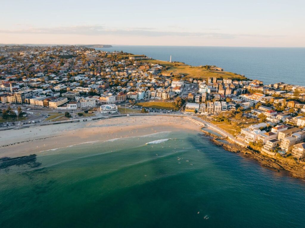 Aerial Shot of Bondi Beach and City